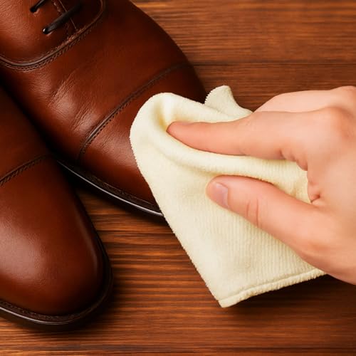 10 Pcs Shine Shoes Cloth Kit Polish Dauber Applicators Cleaning Leather Shoes Boots Microfiber Care Cloths Suede Cleaner - color: Ivory