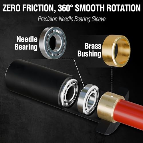 Mikolo EZ Curl Bar, 2 Inch Olympic Curl Bar for Biceps and Triceps, 47” Curling Bar with Knurled Grip, 700LB Barbell Bar with Multi-Angle Wrist-Friendly Design - color: Red