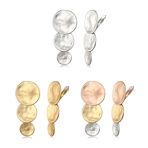 FANZE 2-3 Pairs Clip on Earrings Drop Earrings Set,Big Matte Gold Earrings Statement Earrings Jewelry Gift for Women - color: Set-7