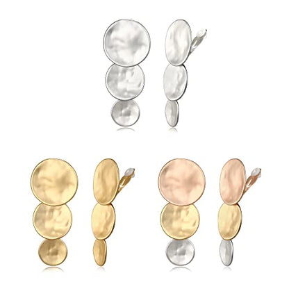FANZE 2-3 Pairs Clip on Earrings Drop Earrings Set,Big Matte Gold Earrings Statement Earrings Jewelry Gift for Women - color: Set-7