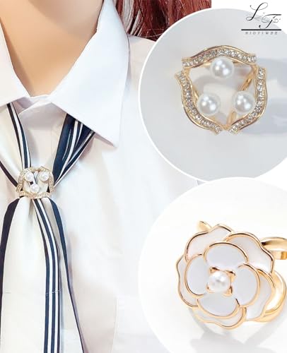 Scarf Rings Buckle And Slides For Women Scarves Pin Tshirt Ties Clip For The Side 3CP - color: Three pearl scarf clasp