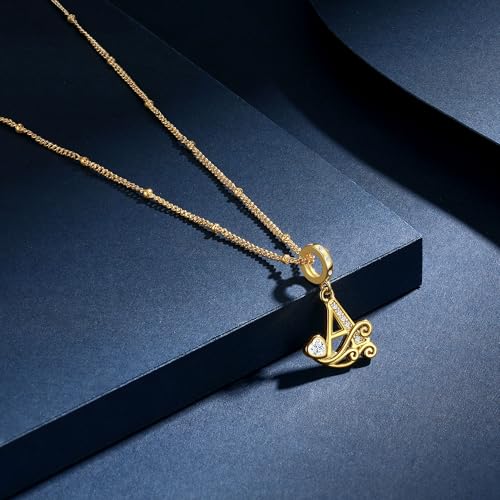 TIZU Initial Necklaces for Women - Dainty 14K Gold Plated Letter Pendant Trendy Personalized Initial A-Z Necklaces Jewelry Gift - color: Gold-A