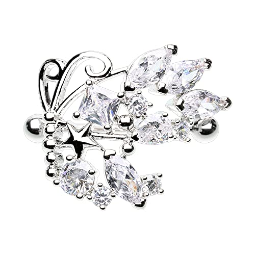 Super Bling Butterfly Gem Drop Dangle Nipple Shield Ring Sold As Pair