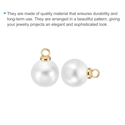 PATIKIL Pearl Charm, 100pcs Pearl Beads Faux Pearl Pendant Charm DIY for Jewelry Making Bracelets Earrings Necklace Crafts - color: Golden White, size: 8mm