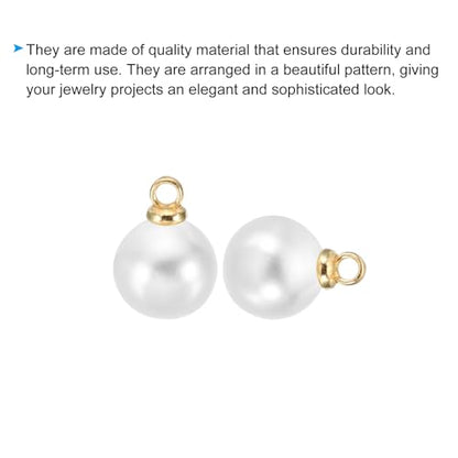 PATIKIL Pearl Charm, 100pcs Pearl Beads Faux Pearl Pendant Charm DIY for Jewelry Making Bracelets Earrings Necklace Crafts - color: Golden White, size: 8mm