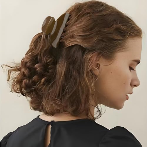 MAORULU Medium Cute Acetate Hair Claw Clips for Women Girls, 3 Inch Claw Clips for Thin & Medium Thick Hair, Durable French Banana Clip with Gift Box (Dark Brown) - color: Dark Brown