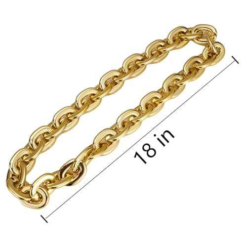 Passed colorfast test 39-inch Large Plastic Chain Necklace with Gift Box | 2/4 Pack with Gift Box,Gold Plastic Chain,Hip Hop Rapper Style, Fade Resistant,Detachable,for Parties, Awards,Prizes, Unisex - color: Gold