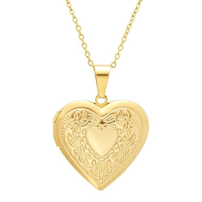Paialco Heart Shaped Locket Pendant Necklace for Women - color: Yellow-Heart