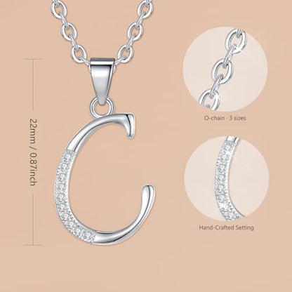 VIKI LYNN Dainty Initial Letter Pendant Necklace for Women | Cubic Zirconia Initial Jewelry, Personalized Letter Necklace, Dainty Women Jewelry, Birthday Gift Idea for Her, Mom and Wife - color: Silver, style: Silver-C