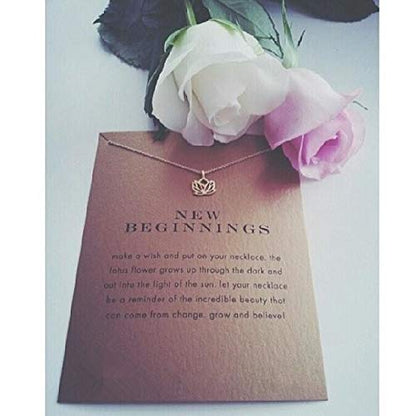 Baydurcan Friendship Anchor Compass Necklace Good Luck Elephant Pendant Chain Necklace with Message Card Gift Card - style: Louts flower