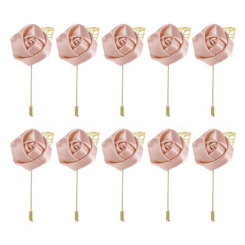 MECCANIXITY Groom Boutonnieres Rose Boutonnieres Pins for Wedding - color: Pink