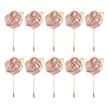 MECCANIXITY Groom Boutonnieres Rose Boutonnieres Pins for Wedding - color: Pink