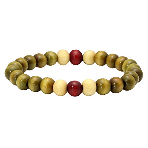 Eigso 6-8mm Wood Beads Bracelet Prayer Beads for Meditation Buddha Tibetan Bracelet for Men and Women - color: D:3 PCS