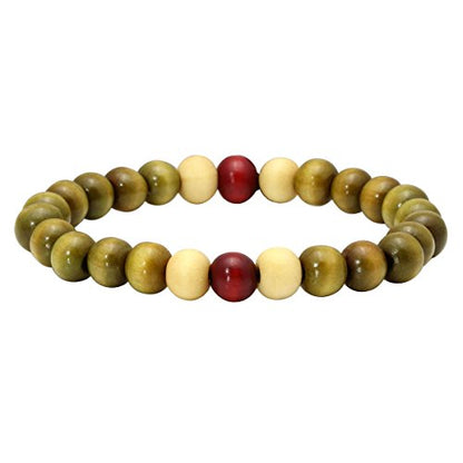 Eigso 6-8mm Wood Beads Bracelet Prayer Beads for Meditation Buddha Tibetan Bracelet for Men and Women - color: D:3 PCS