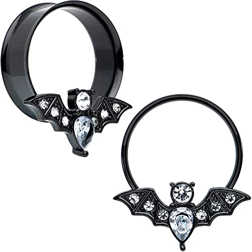 Body Candy Womens 2Pc PVD Stainless Steel Bat Double Flare Tunnel Plug Earring Ear Plug Gauges Set of 2 - style: 25mm (1")