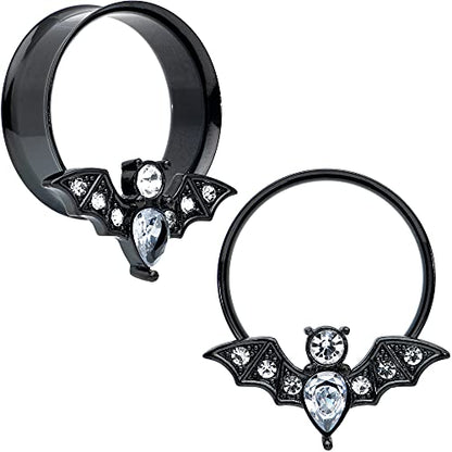 Body Candy Womens 2Pc PVD Stainless Steel Bat Double Flare Tunnel Plug Earring Ear Plug Gauges Set of 2 - style: 25mm (1")