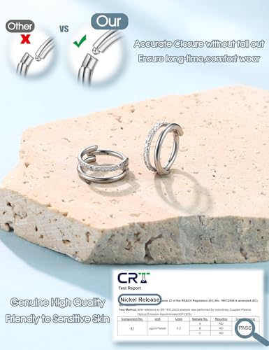 FASACCO 20G 18G 16G Cartilage Hoop Earring 316L Surgical Steel Silver Huggie Hoop Earrings Hypoallergenic Hinged Segment Rings Septum Nose Hoops Daith Conch Helix Tragus Piercing Jewelry 6mm/8mm/10mm - style: Silver2-18G-8MM