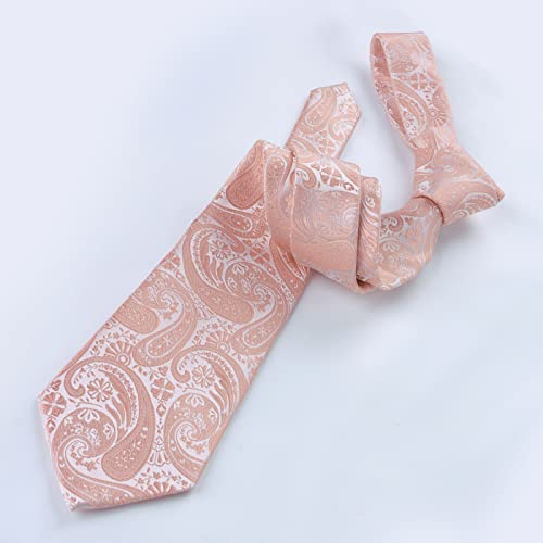 Alizeal Mens Gradient Paisley Necktie and Pocket Square Set | Elegant Design Perfect for Weddings Banquets Business Formal Events - color: 170-blush Pink