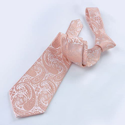 Alizeal Mens Gradient Paisley Necktie and Pocket Square Set | Elegant Design Perfect for Weddings Banquets Business Formal Events - color: 170-blush Pink