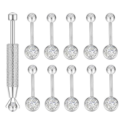 Long Belly Button Rings, Navel Piercing Jewelry for Women | 16mm 14mm 12mm 10mm 8mm Stainless Steel Extral Long Bar 14G - size: 12MM