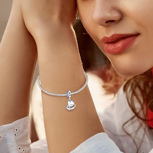 Double Heart Dangle Charm 12 Birthstone Bead for European Bracelet - style: September