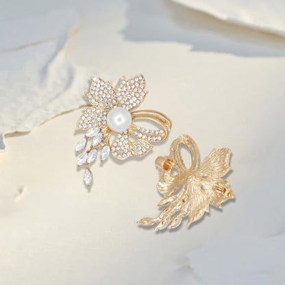 Rhinestone Flower Brooch Cute Floral Crystal Pearl Brooches and Pins for Women Gold brooch Fashion Jewelry for Women Men Gift - color: Pearl Flower