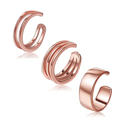 CHIC & ARTSY 925 Sterling Silver Ear Cuffs for Women, Non Piercing Clip On Cartilage Cuffs, Adjustable Fake Conch & Helix Earrings, Gold Plated & Oxidized Various Styles - color: ear cuff #10