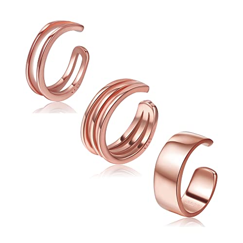 CHIC & ARTSY 925 Sterling Silver Ear Cuffs for Women, Non Piercing Clip On Cartilage Cuffs, Adjustable Fake Conch & Helix Earrings, Gold Plated & Oxidized Various Styles - color: ear cuff #10