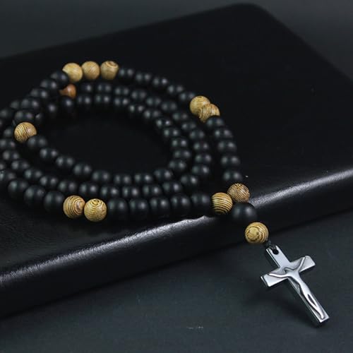 Wood Bead Necklace Africa Wooden Chain Statement Unisex Chunky Necklaces - color: A- Black