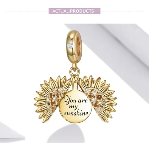 Sunflower Charm Fit for Pandora Charms Bracelet and Necklace You Are My Sunshine Charm Gifts for Women - style: You Are My Sunshine Sunflower
