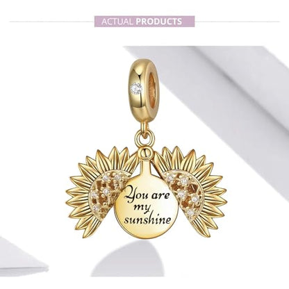 Sunflower Charm Fit for Pandora Charms Bracelet and Necklace You Are My Sunshine Charm Gifts for Women - style: You Are My Sunshine Sunflower
