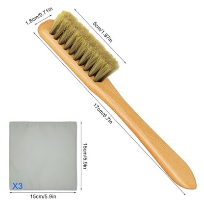 6 Pcs Silver Polishing Kit, 3 Pcs Horsehair Silver Cleaning Brushes + 3 Pcs Polishing Cloth for Silverware, Horsehair Detail Brush Set for Sterling, Cutlery, Metal, Silverware Plateware Jewelry - size: 3Brushes+3Polishing Cloth