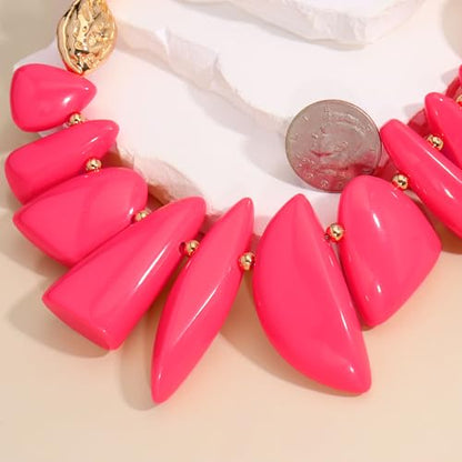 Bocar Chunky Beaded Necklace - color: Rose-Set