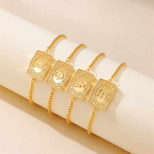 Belt Buckle Initial Bracelet for Women, 18K Gold/Silver Plated Belt Buckle Initial A-Z Bracelet, Unique Western Style Jewelry Gifts for Women Men - style: Gold-O