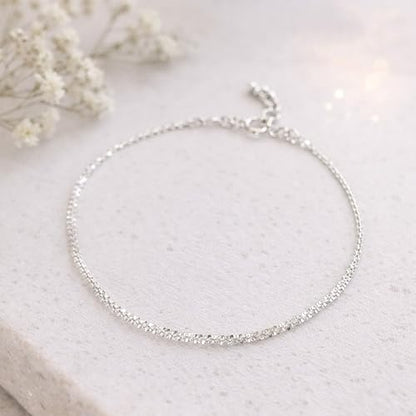 Sterling Silver Chain Bracelets for Women - Dainty 925 Silver Adjustable Bracelets, Minimalist Layering Jewelry, Stackable Chain Styles - style: H