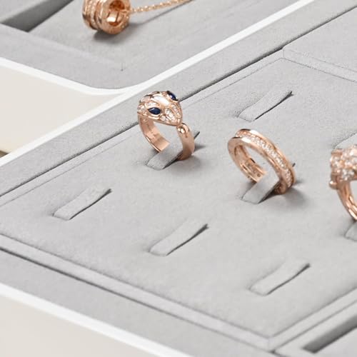 Microfiber 9 Slots Jewelry Ring Display Tray | Professional Display Props Ring Display Organizer Tray Gray - size: 5.52" x 5.52" x 0.78"