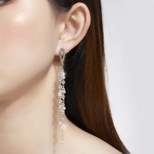 Kruckel Long Dangle Earrings for Women, White Floral Pearl-Inspired | Pearl Drop Earrings, Lightweight Gold-Tone Jewelry for Weddings, Parties, Bridesmaids, Birthdays and Occasion Gifts - color: Silver, Pearl White, Gold