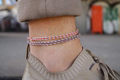 Made by Nami 2 Pcs Wave String Ankle Bracelets for Women Waterproof & Adjustable Thin Braided Anklet Surfer Boho Ankle Bracelet Set of 2 Beach Accessories - color: Retro Brown Set