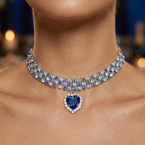Silver Plated Necklace Earrings Bracelet Crystal Bridal Wedding Jewelry Sets for Wedding princess birthday party Halloween Prom Pageant Jewelry - color: 4-blue