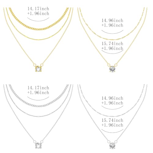 NEWITIN 6 Pieces Pendant Layered Necklaces for Women Gold Necklace Set | Hypoallergenic, Gold Plated, Cubic Zirconia, Cuban Link, Snake Chain, Stackable Chains Choker, Layering Necklace, Women Gifts - color: Gold Silver Fashion