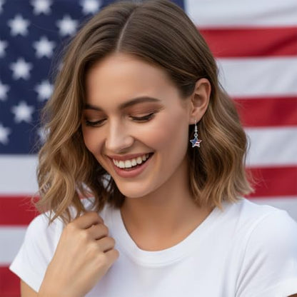 4th of July Earrings,Patriotic Dangle Stud for Women, Fourth of July Jewelry for Veterans Day - color: E