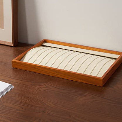 Oirlv Wood 13 Grids Necklace/Bracelet/Pendant Display Tray Jewelry Drawer Organizer Stackable Jewelry Trays (Creamy-white) | Stackable Design,for Jewelry Necklaces Bracelets and Watches,Organizing and Presentinge Legantly on Dressers&in Dresser - color: C