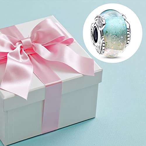Jewelry Love Heart Charms for Women Bracelets and Necklaces | 925 Sterling Silver,Mother's Day Birthday Christmas - color: Multicolour Murano Glass & Curved Feather Charm