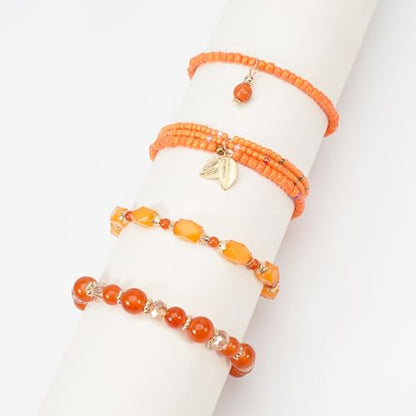 Boho Wooden Beads Bracelets Bohemian Bracelet Stack for Men Women Wood Beaded Bracelet Set - color: L