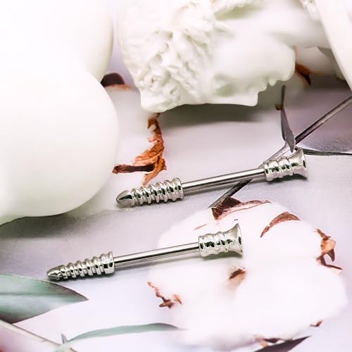 14G Wrench Barbell Nipple Ring 316L Anchor and Rudder Nipple Barbell Screw Nipple Rings Body Piercing Jewelry for Women Men - color: Silver：Screw