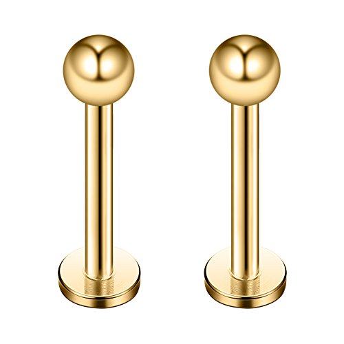 8PCS Assorted Colors Stainless Steel Body Jewelry Ball Eyebrow Ear Navel Belly Lip Piercing Bar Ring 16G 8mm - style: Lip Ring with Balls