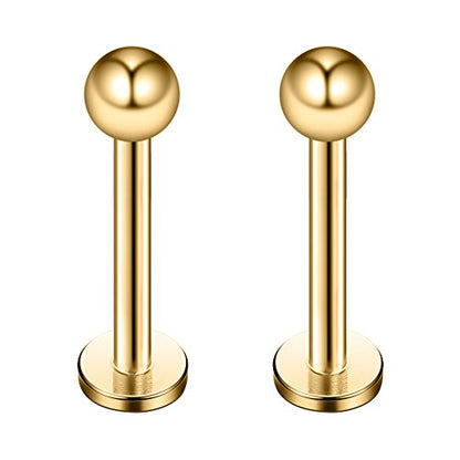 8PCS Assorted Colors Stainless Steel Body Jewelry Ball Eyebrow Ear Navel Belly Lip Piercing Bar Ring 16G 8mm - style: Lip Ring with Balls