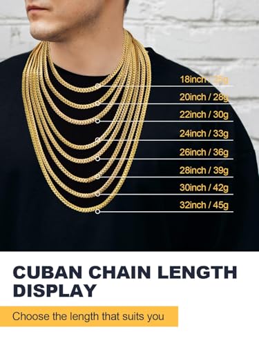 U7 Men Stainless Steel Necklace Cuban Link Chain, Flat Curb Chain Necklaces Unisex, Silver/Black/Gold Plated Chunky Hip Hop Neck Chain, 6mm/9mm Width, 18-32 Inches Length Jewelry for Mens Women - color: a. 6mm Gold, size: 26 Inches, style: a. Flat Curb