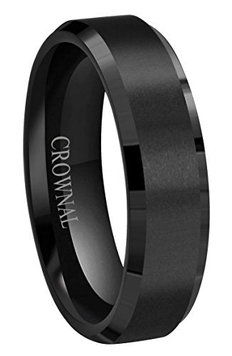 6mm 8mm 10mm Black Tungsten Wedding Band Ring Men Women Matte Finish Beveled Edges Comfort Fit Size 5 To 17 - color: Black 6mm