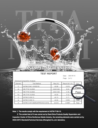 16G F136 Titanium Internal Thread Horseshoe Septum Nose Ring Piercing Jewelry Circular Barbell Helix Snug Tragus Rook Daith Cartilage Earring Lip Ring Piercing Jewelry for Women Men 8MM 10MM - style: 16G, 8MM Length, Orange CZ